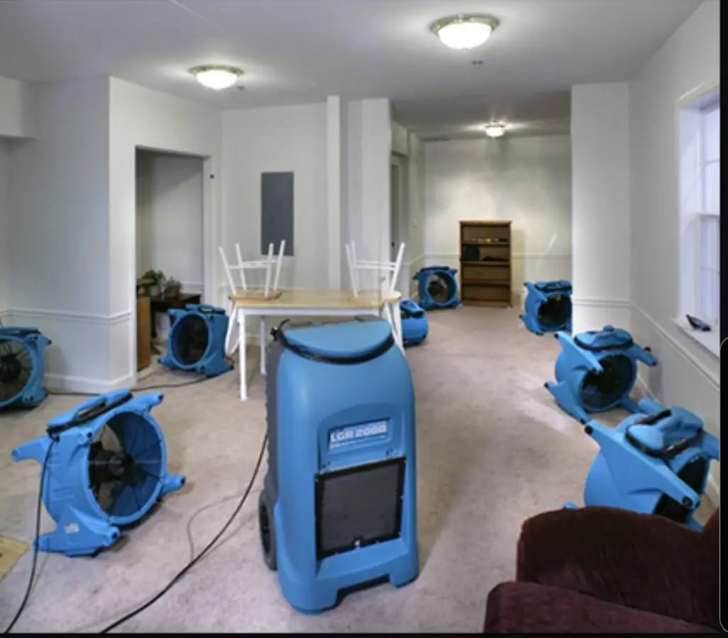 Air movers and dehumidifier setup for Water Extraction & Removal in Lebanon